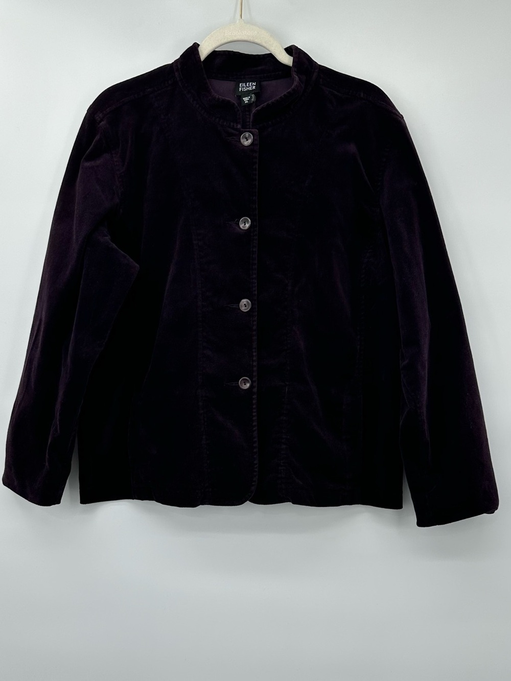 Eileen Fisher Dark Purple Velour Corduroy Blazer Size XL